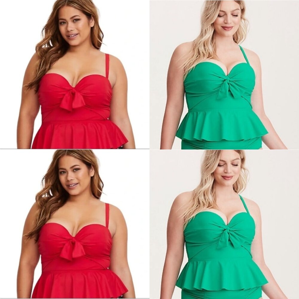 Adorable Red and cute Green Torrid peplum tankinis